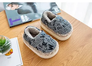 Botas de nieve de invierno para niños con forro de pelo sintético y estampado