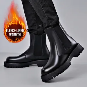 Botas Martin de cuero negro para hombre con suela gruesa y diseño estilo inglés