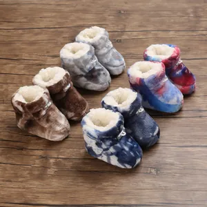 Warm tie-dye baby winter boots with soft fleece lining for infants and toddlers