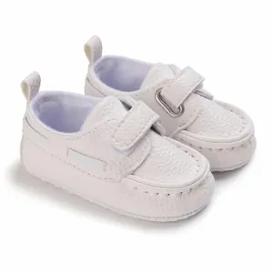 Premium klassische weiße Leder-Babyschuhe mit weicher Sohle für Kleinkinder von 0-1 Jahr