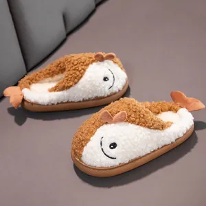 Pantofole invernali in peluche per bambini a forma di pesce con suole spesse antiscivolo