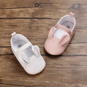 Baby Girl First Walker Shoes Soft Sole Cartoon Rabbit Ear PU Leather Infant Prewalker Shoes For Toddlers Age 0-1 Years Old
