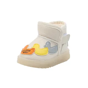 Botas de nieve con luz para niños con parches de pato y forro de vellón cálido