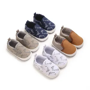 Infant Baby Boys Cotton Prewalker Shoes Soft Sole Non-slip Casual Dinosaur Print Slip-on Breathable Walking Practice Shoes