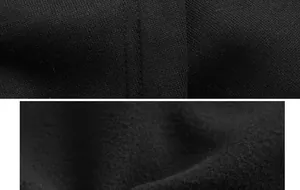 Detailansicht der schwarzen Windbreaker-Stofftextur und des weichen Fleecefutter.