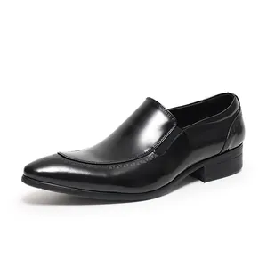 Elegante schwarze spitze Slipper aus echtem Leder für Herren Business-Casual-Schuhe