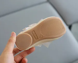 Detailansicht der rutschfesten Gummisohle für Mädchen-Prinzessin-Schuhe, Größe 23