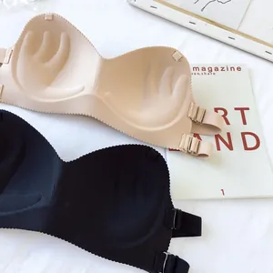 Detail of strapless push-up bra with palm-shaped padding for interior support