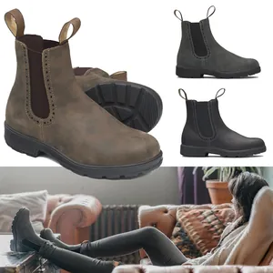 Botines Chelsea Martin 6586 de cuero para mujer HPIOPL con diseño slip-on y suela
