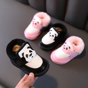 Toddler winter snow boots with cute panda design and warm faux fur lining for boys and girls