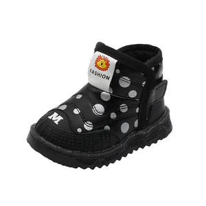 Stivali da neve luminosi neri a pois di alta qualità per bambini con fodera calda