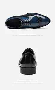Vues détaillées de chaussures Richelieu en cuir dégradé bleu avec motifs richelieu