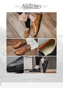 Detailopname van handgestikte leren loafers in bruine en zwarte stijlen.