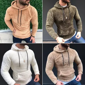 Herren Doppelseitiges Fleece Hoodie Einfarbig Lockere Kapuzenpullover Winter Warm Pullover Top Tasche Herren Mantel