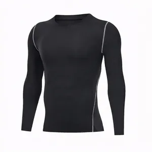 Detail view of men's thermal compression shirt with fleece lining for winter sports