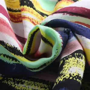 Detailed macro view of colorful striped breathable linen-blend shirt fabric texture