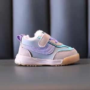 Baskets d'Hiver Chaudes en Peluche pour Bébé Cuir Synthétique Auto-Agrippant Chaussures de Marche Antidérapantes en Coton