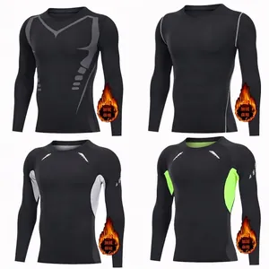Men's Thermal Compression Shirt Fleece Lined Long Sleeve Workout Top High Elastic Quick Dry Gym Sports Baselayer for Winter