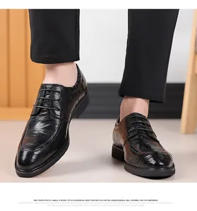 Close-up of black sheepskin leather business shoes with elegant lace-up detail.