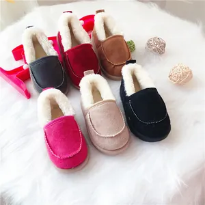 Winter Kinder Warme Baumwollschuhe Kleinkind Hausstiefel Wildlederimitat Lammwollfutter Dicke Sohle Rutschfest Hausschuhe Jungen Mädchen