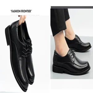 Detail view of men's genuine leather business formal dress shoes with soft sole.