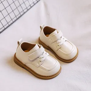 Toddler Girls Princess Walking Shoes Soft Sole Non-slip British Style Microfiber Leather Mary Jane Shoes For Infants