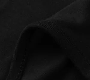 Close-up detail of black knit fabric and fine stitching on a men's sleeveless tank top.