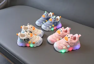 Detailed macro view of breathable LED lighted toddler mesh sneakers in three colors