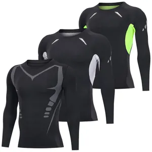PRO Kompressionsshirt Herren Langarm Schnelltrocknend Polyester Elasthan Fitness Training Top Laufen Basketball Sport Unterwäsche