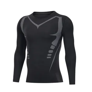 Kompression Langarmshirt für Herren, Pro Sportshirt für Gym, Laufen und Basketball Training