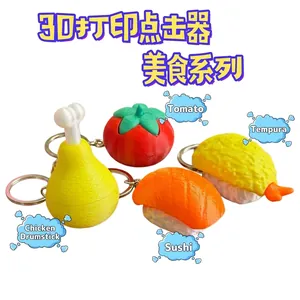 3D-gedrucktes Lebensmittel-Serie-Clicker-Schlüsselanhänger-Set mit Sushi-Modellen