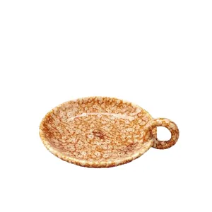 Bougeoir en céramique moderne avec glaçure cristalline ambrée