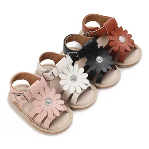 Süße Blumen-Prinzessin-Sandalen für Babys mit rutschfester Gummisohle (0-1 Jahr)