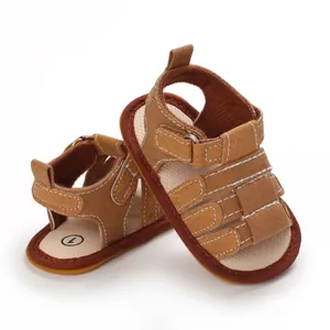 Bequeme weiche Sohle rutschfeste Baby Jungen braune Sandalen für Lauflerner 0-1 Jahr