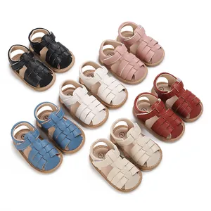 Summer Baby Sandals Soft Sole Artificial Leather Infant First Walkers Breathable Hollow Out Braided Shoes For Boys Girls Daily Beach Wear