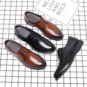 Men Business Formal Leather Shoes British Style Split Cowhide Low Top Derby Shoes For Office Wedding Formal Occasions