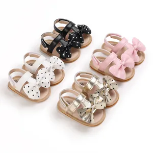 Sandalias de Verano para Bebé Niña con Lunares y Lazo Suela Blanda Antideslizante Cuero Sintético Zapatos de Primeros Pasos