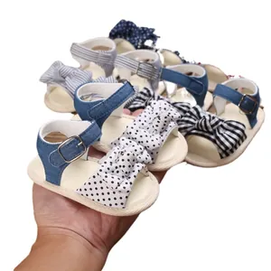 Sandali estivi per bambine a pois e strisce, scarpe primi passi per 0-1 anno