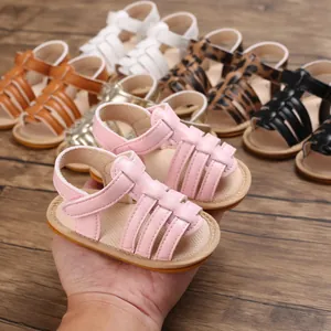 Various colors baby walking sandals with soft anti-slip rubber soles for infant summer use