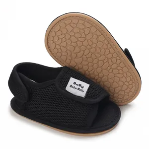 Detail view of breathable mesh baby sandals with non-slip soft rubber sole for infants