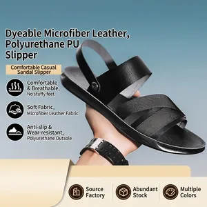 Men's Outdoor PU Leather Sandals Non-Slip Breathable Soft Sole Summer Beach Casual Outdoor Sandals For Men