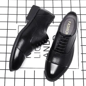 Men Business Formal Shoes Hollow Out Breathable Bovine Leather Cap Toe Oxford Dress Shoes For Men Office Party Large Size