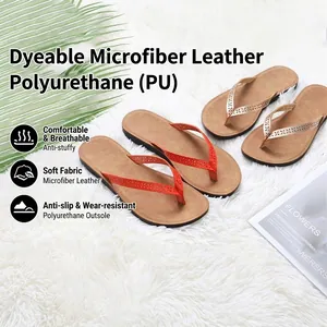 Women Summer Flip Flops Breathable Microfiber Hollow Out Details Anti Slip PU Sole Beach Casual Fashion Flat Sandals
