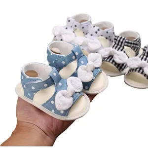 Soft sole breathable summer baby walking sandals with cute bow for 0-1 year old infants
