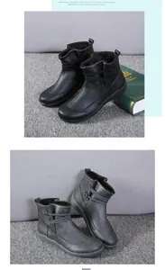 Vista dettagliata degli stivaletti Martin da donna in nero e grigio con bottoni laterali