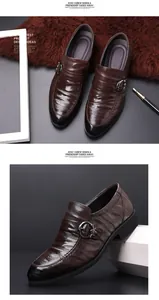 Elegant men's genuine leather loafers with buckle detail and polished toe for formal wear