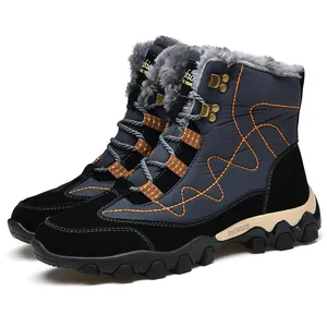 Men's warm winter snow boots with thick fur lining and anti-slip rubber sole