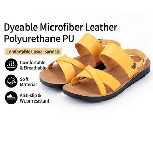 Sandales Plates pour Femmes en Cuir Microfibre Décontractées Confortables Respirantes à Sangles Croisées Chaussures de Plage Jaune Marron Noir