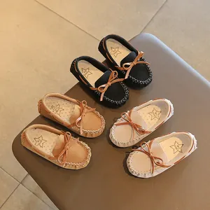 Girls Bowknot Moccasins PU Leather Soft Sole Slip On Loafers Cute Kids Toddler Princess Flat Shoes For Wedding Party School Daily Casual Wear
