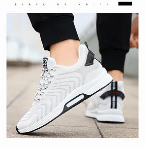 Detailed side view of white fly-knit breathable running shoes with 8cm hidden heel height
